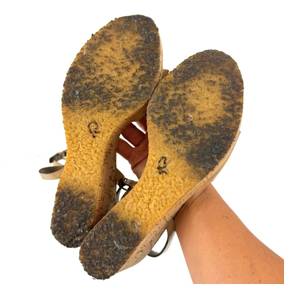 Stella Mccartney Patent Leather Ankle Strapped Cork Wedge Sandals Women’s Sz 6 - Picture 6 of 7